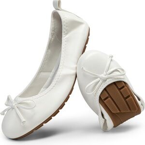 White Ballet Flats with Bow